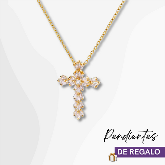 🎁(Collar + Pendientes de Regalo) “Cruz de Luz”