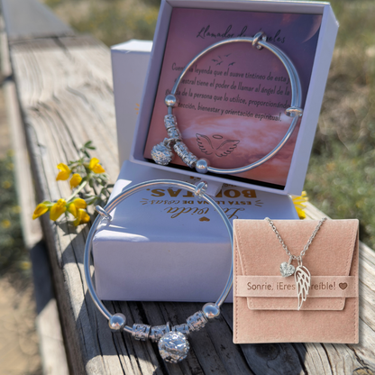 🔔 Llamador de Ángeles — Pack 2 Pulseras + Collar de Plata de Regalo